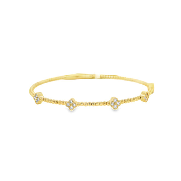 Diamond Yellow Gold Bracelet with Floral Motifs