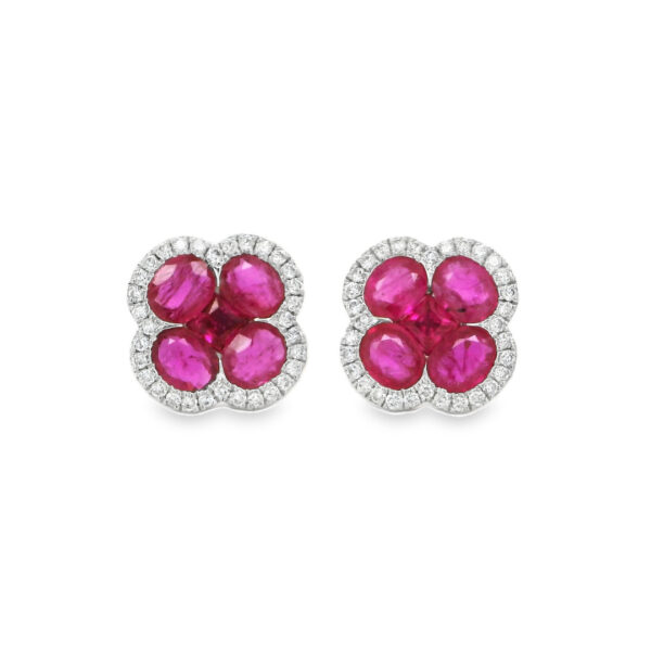 Ruby and Diamond Stud Earrings