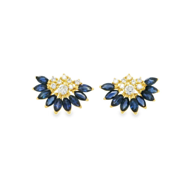 Half Flower Sapphire and Diamond Earrings