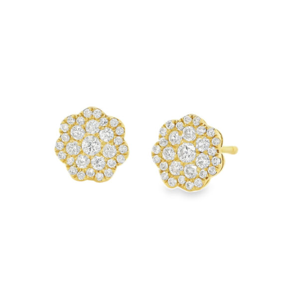 Flower Shaped Diamond Stud Earrings