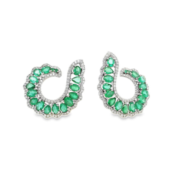 Emerald and Diamond Oval Hoops