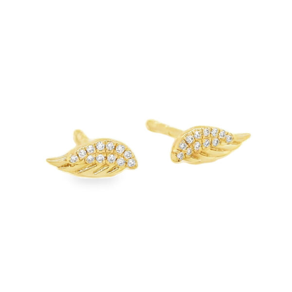 Diamond Yellow Gold Leaf Earrings