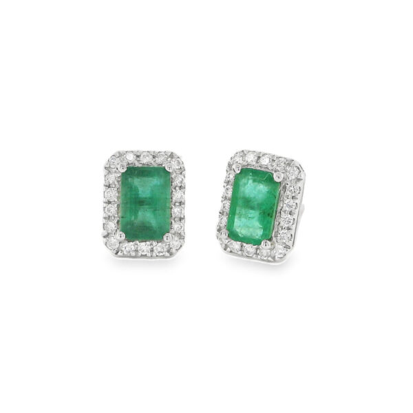 Square Shaped Emerald Earrings