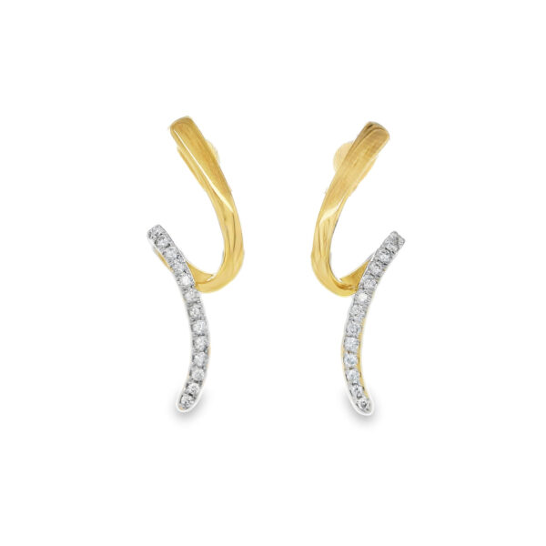 Spiral Diamond Yellow Gold Earrings