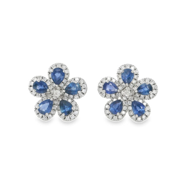 Sapphire and Diamond Flower Earrings