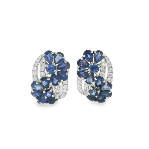 Sapphire and Diamond Floral Earrings