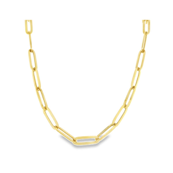 Long Paperclip Yellow Gold Link Necklace