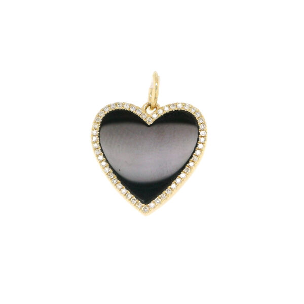 Onyx Diamond Heart Charm