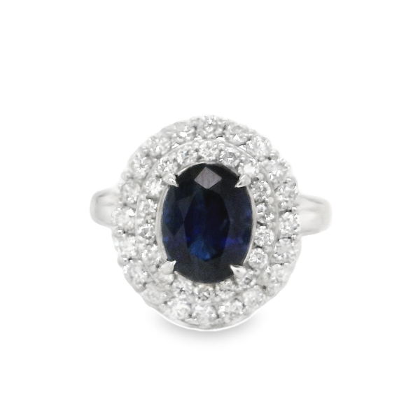 Classic Diamond and Sapphire Ring