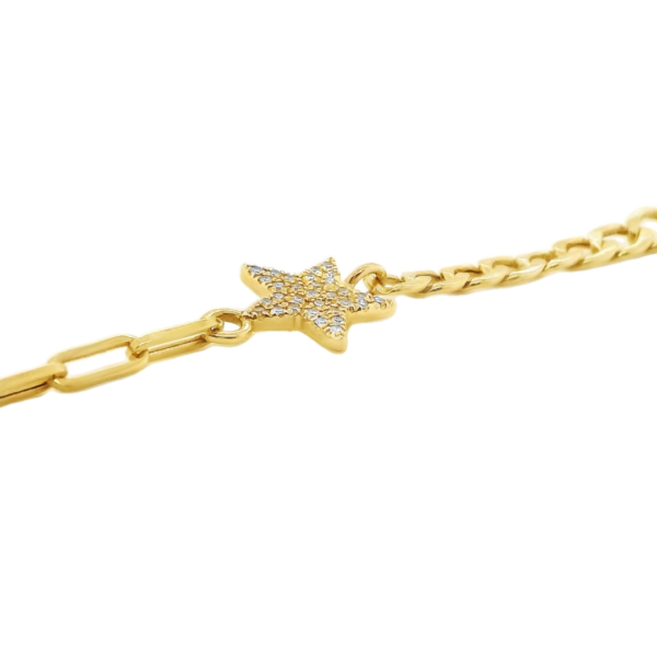 Diamond Star Double Texture Paperclip Bracelet