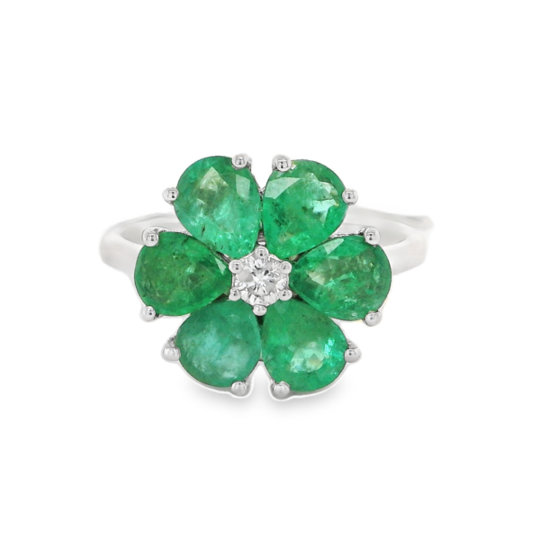 Emerald Flower Ring