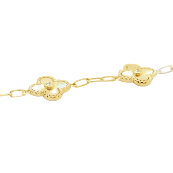 Floral Diamond and Yellow Gold Bracelet