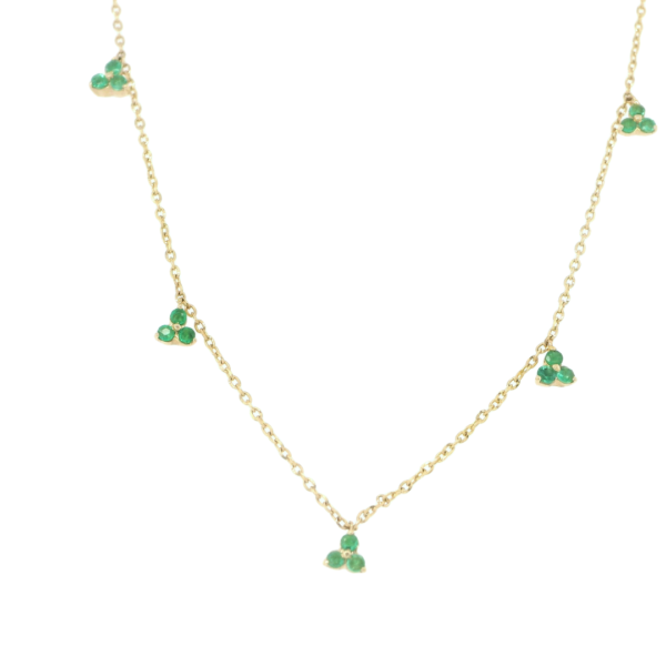 Gold Necklace with Emerald Gems