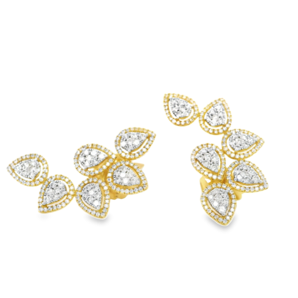 Leaves Yellow Gold and Diamond Earrings