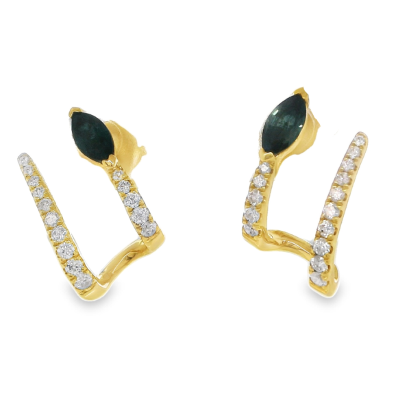 Sapphire Drop and Diamond Yellow Gold Earrings