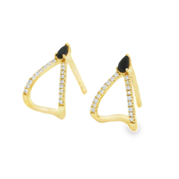 Sapphire and Diamond Yellow Gold Earrings