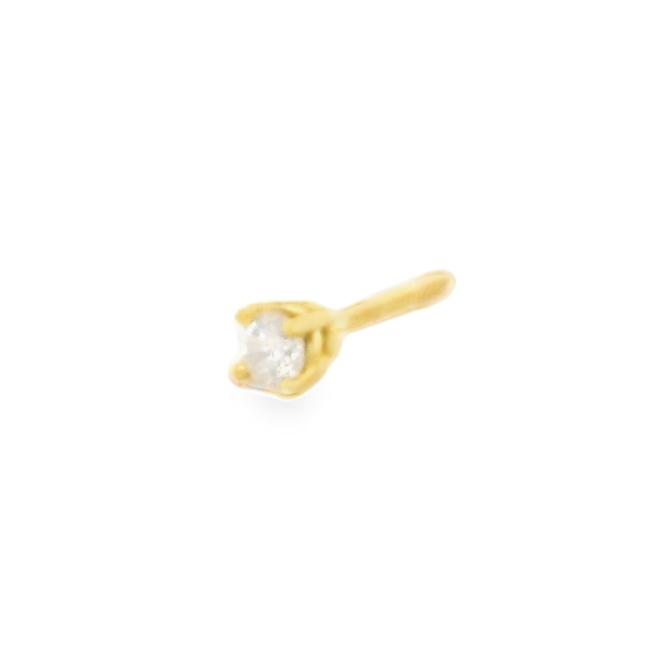 Single Diamond Yellow Gold Stud Earring