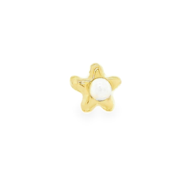 Single Gold Star Earring with Pearl