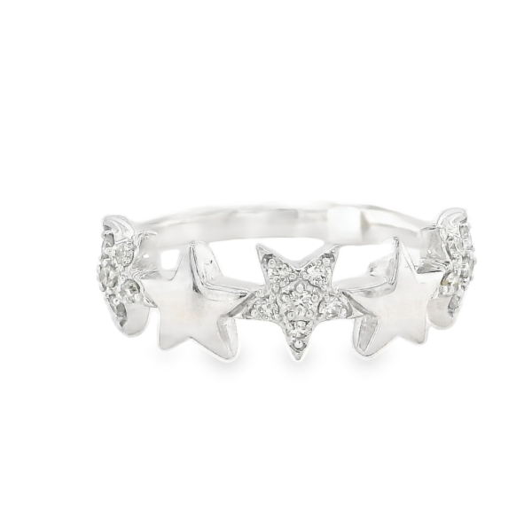 Star-Themed White Gold Ring