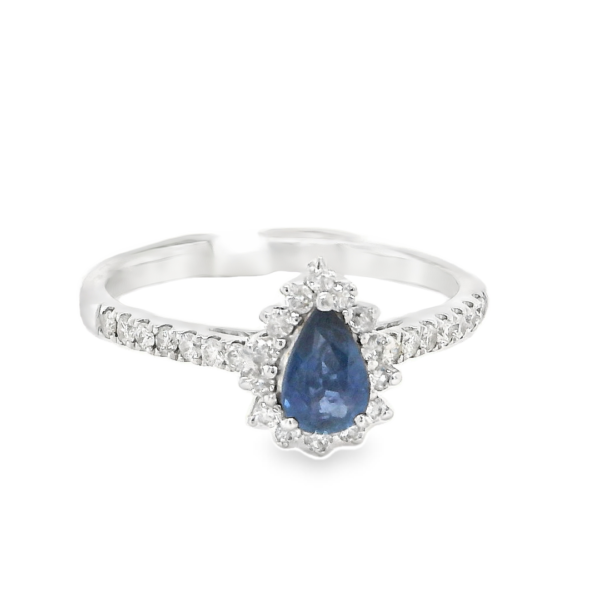 Teardrop Blue Sapphire Ring