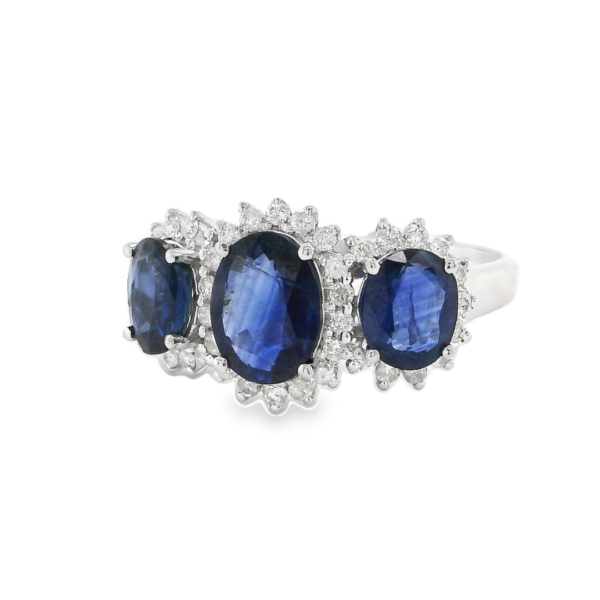 Three Oval Sapphire and Diamond Ring