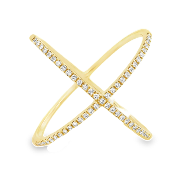 Yellow Gold Diamond Cross Ring