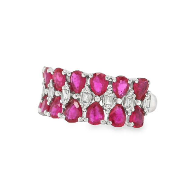 Double Ruby Row N Diamond Ring