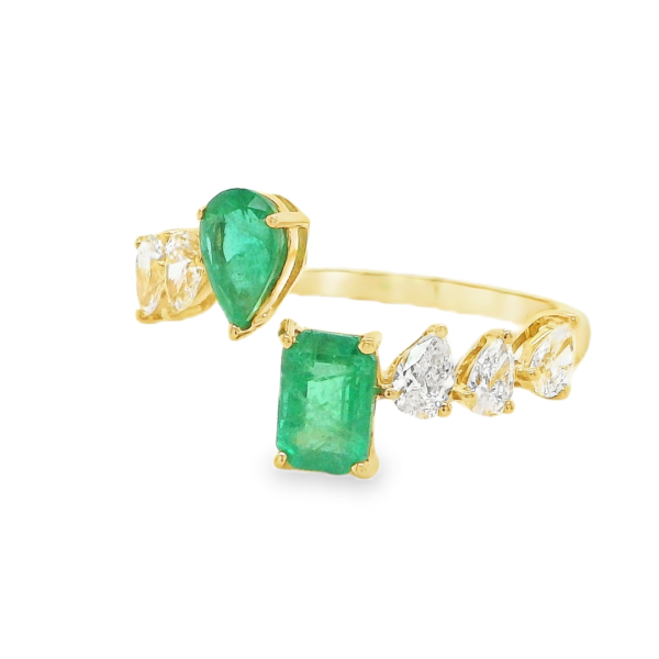 Emerald & Pear Emerald Diamond Ring