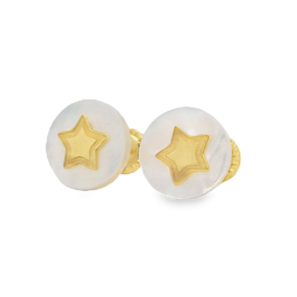 Pearl and Gold Star Baby Earrings