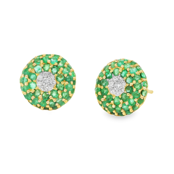 Emerald Diamond Yellow Gold Earrings